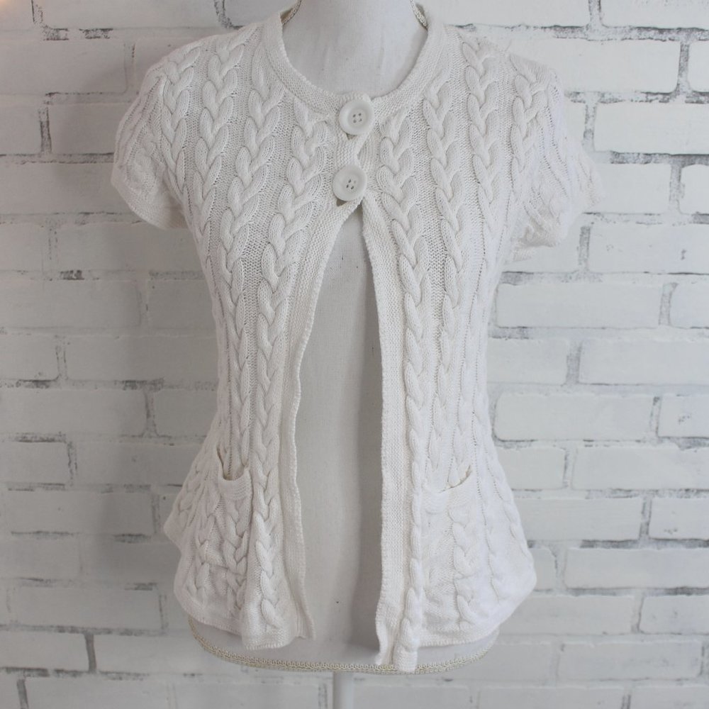 Jones New York White Short Sleeved Sweater